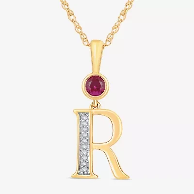R Womens Lab Created Red Ruby 14K Gold Over Silver 18 Inch Pendant Necklace