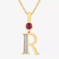 R Womens Lab Created Red Ruby 14K Gold Over Silver 18 Inch Pendant Necklace