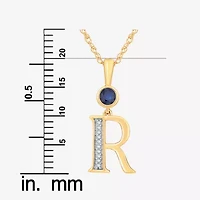 R Womens Lab Created Blue Sapphire 14K Gold Over Silver 18 Inch Pendant Necklace