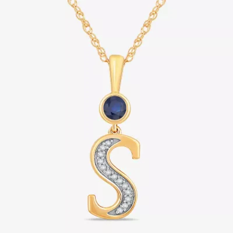 S Womens Lab Created Blue Sapphire 14K Gold Over Silver 18 Inch Pendant Necklace