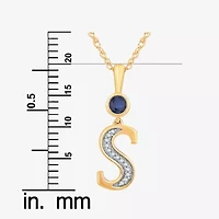 S Womens Lab Created Blue Sapphire 14K Gold Over Silver 18 Inch Pendant Necklace