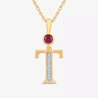 T Womens Lab Created Red Ruby 14K Gold Over Silver 18 Inch Pendant Necklace