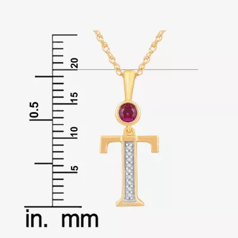 T Womens Lab Created Red Ruby 14K Gold Over Silver 18 Inch Pendant Necklace