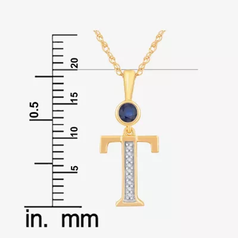 T Womens Lab Created Blue Sapphire 14K Gold Over Silver 18 Inch Pendant Necklace