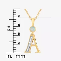 A Womens Lab Created White Opal 14K Gold Over Silver 18 Inch Pendant Necklace