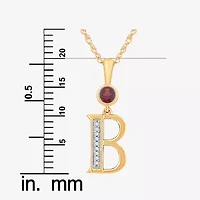 B Womens Genuine Red Garnet 14K Gold Over Silver 18 Inch Pendant Necklace
