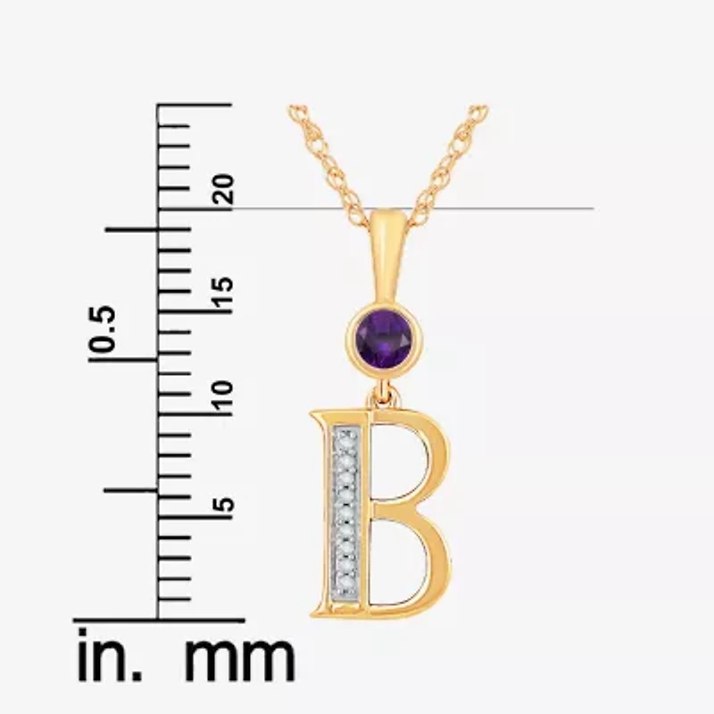 B Womens Genuine Purple Amethyst 14K Gold Over Silver 18 Inch Pendant Necklace