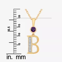 B Womens Genuine Purple Amethyst 14K Gold Over Silver 18 Inch Pendant Necklace