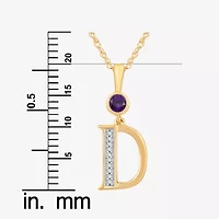 D Womens Genuine Purple Amethyst 14K Gold Over Silver 18 Inch Pendant Necklace
