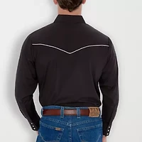 Ely Cattleman Piped-Yolk Mens Long Sleeve Classic Fit Button-Down Shirt