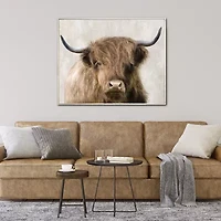 Streamline Art Caramel Cow Framed Canvas Art