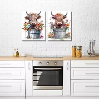 Streamline Art Baby Highland Cow 2-pc. Wall Art Set