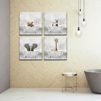 Streamline Art Baby Elephant Bath Canvas Art
