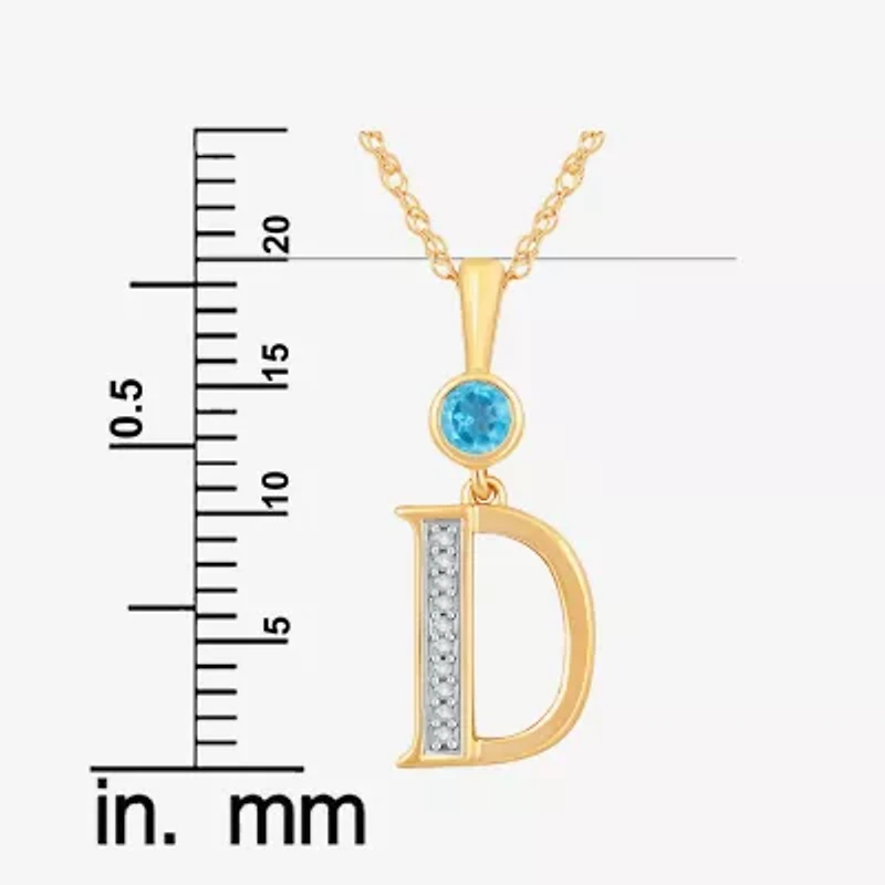 D Womens Genuine Blue Topaz 14K Gold Over Silver 18 Inch Pendant Necklace