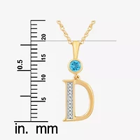 D Womens Genuine Blue Topaz 14K Gold Over Silver 18 Inch Pendant Necklace