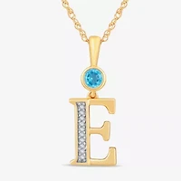 E Womens Genuine Blue Topaz 14K Gold Over Silver 18 Inch Pendant Necklace