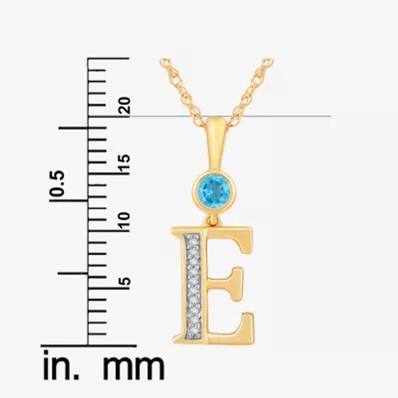 E Womens Genuine Blue Topaz 14K Gold Over Silver 18 Inch Pendant Necklace