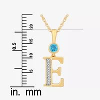 E Womens Genuine Blue Topaz 14K Gold Over Silver 18 Inch Pendant Necklace