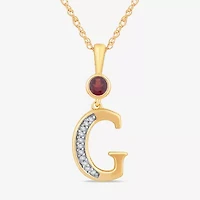 Womens Genuine Red Garnet 14K Gold Over Silver 18 Inch Pendant Necklace