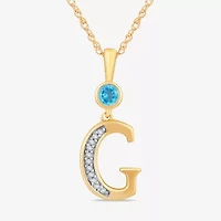 G Womens Genuine Blue Topaz 14K Gold Over Silver 18 Inch Pendant Necklace