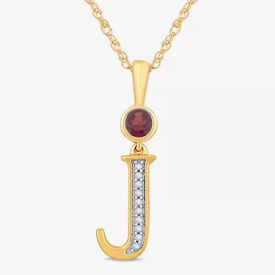 J Womens Genuine Red Garnet 14K Gold Over Silver 18 Inch Pendant Necklace