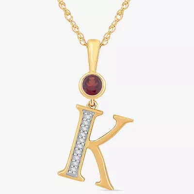 K Womens Genuine Red Garnet 14K Gold Over Silver 18 Inch Pendant Necklace