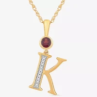 K Womens Genuine Red Garnet 14K Gold Over Silver 18 Inch Pendant Necklace