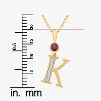 K Womens Genuine Red Garnet 14K Gold Over Silver 18 Inch Pendant Necklace