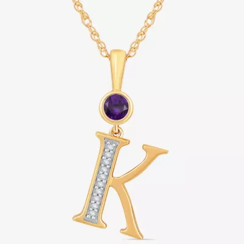K Womens Genuine Purple Amethyst 14K Gold Over Silver 18 Inch Pendant Necklace