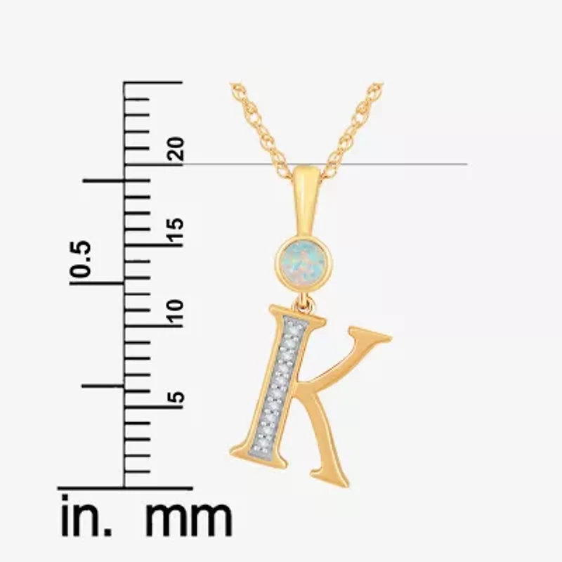 K Womens Lab Created White Opal 14K Gold Over Silver 18 Inch Pendant Necklace