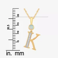 K Womens Lab Created White Opal 14K Gold Over Silver 18 Inch Pendant Necklace