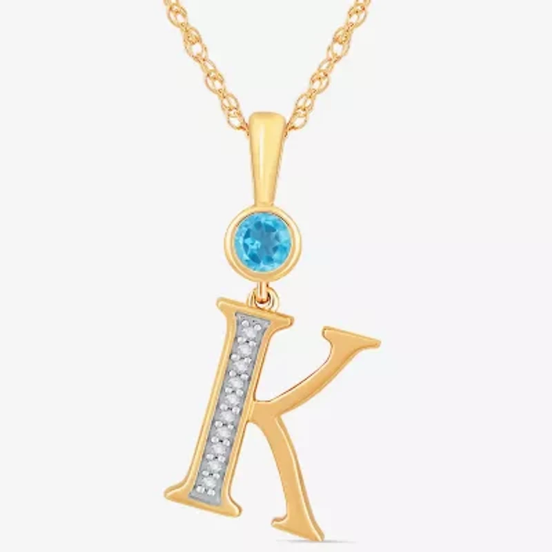 K Womens Genuine Blue Topaz 14K Gold Over Silver 18 Inch Pendant Necklace