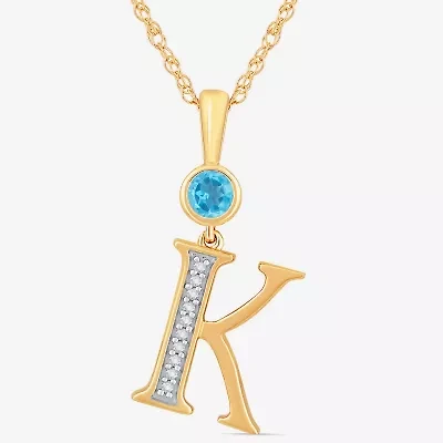 K Womens Genuine Blue Topaz 14K Gold Over Silver 18 Inch Pendant Necklace