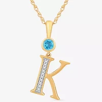 K Womens Genuine Blue Topaz 14K Gold Over Silver 18 Inch Pendant Necklace