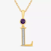 Womens Genuine Purple Amethyst 14K Gold Over Silver 18 Inch Pendant Necklace
