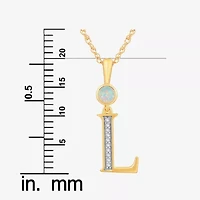 L" Womens Lab Created White Opal 14K Gold Over Silver 18 Inch Pendant Necklace