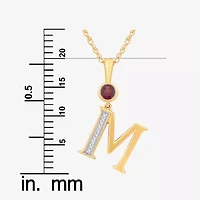 M Womens Genuine Red Garnet 14K Gold Over Silver 18 Inch Pendant Necklace