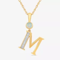 Womens Lab Created White Opal 14K Gold Over Silver 18 Inch Pendant Necklace