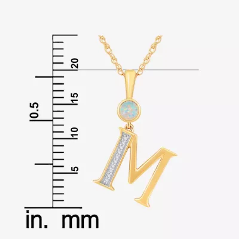 Womens Lab Created White Opal 14K Gold Over Silver 18 Inch Pendant Necklace