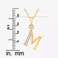 Womens Lab Created White Opal 14K Gold Over Silver 18 Inch Pendant Necklace