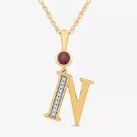 Womens Genuine Red Garnet 14K Gold Over Silver 18 Inch Pendant Necklace