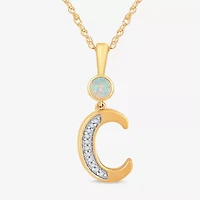 C Womens Lab Created White Opal 14K Gold Over Silver 18 Inch Pendant Necklace