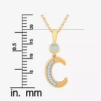 C Womens Lab Created White Opal 14K Gold Over Silver 18 Inch Pendant Necklace