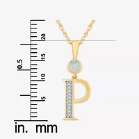 P" Womens Lab Created White Opal 14K Gold Over Silver 18 Inch Pendant Necklace