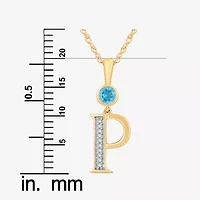 P" Womens Genuine Blue Topaz 14K Gold Over Silver 18 Inch Pendant Necklace