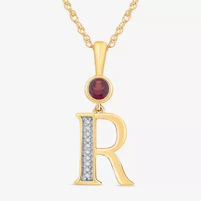 R Womens Genuine Red Garnet 14K Gold Over Silver 18 Inch Pendant Necklace