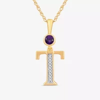 T Womens Genuine Purple Amethyst 14K Gold Over Silver 18 Inch Pendant Necklace