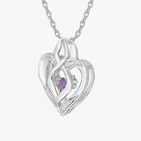 Love in Motion™ Genuine Amethyst & Diamond-Accent Heart Sterling Silver Heart Pendant Necklace