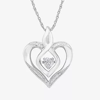 Love in Motion™ Lab-Created White Sapphire & Diamond-Accent Sterling Silver Heart Pendant Necklace