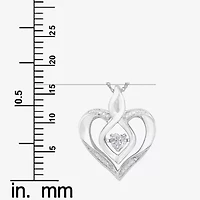 Love in Motion™ Lab-Created White Sapphire & Diamond-Accent Sterling Silver Heart Pendant Necklace